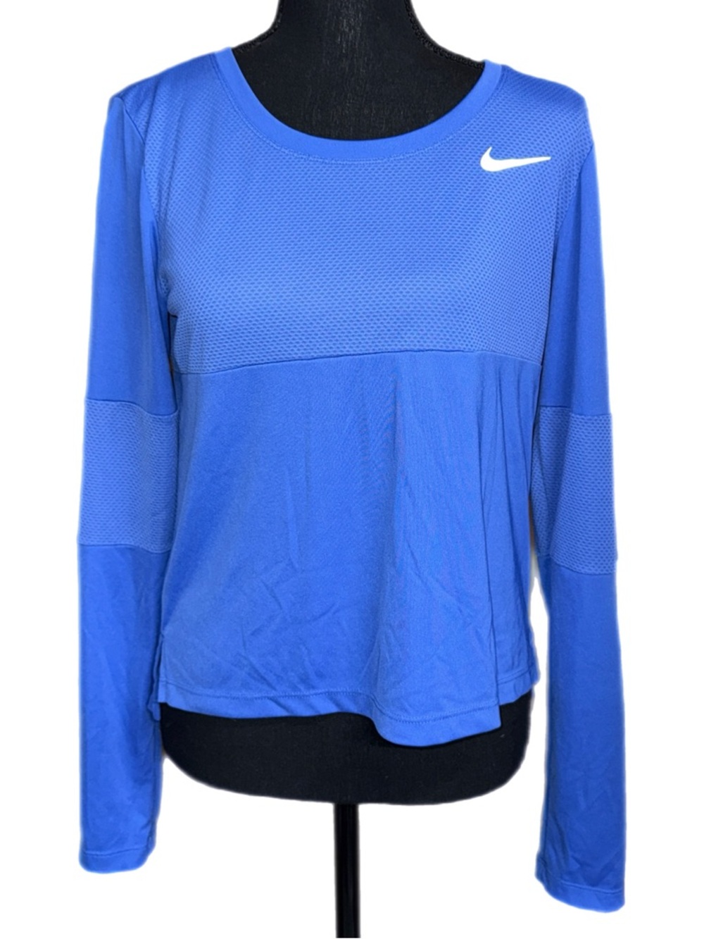 Nike Dri‑Fit - Blue Long Sleeve Running Top - Mesh Vent Panels - Size Small